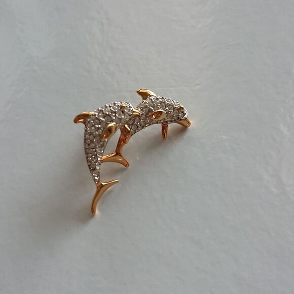 Swarovski clear crystal dolphin brooch pin - Picture 4 of 7